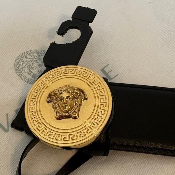 Versace Black leather Medusa belt 85cm